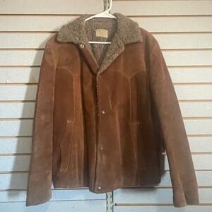 Vintage Pioneer Wear Albuquerque Suede Western‎ Rancher Jacket Brown Mens L